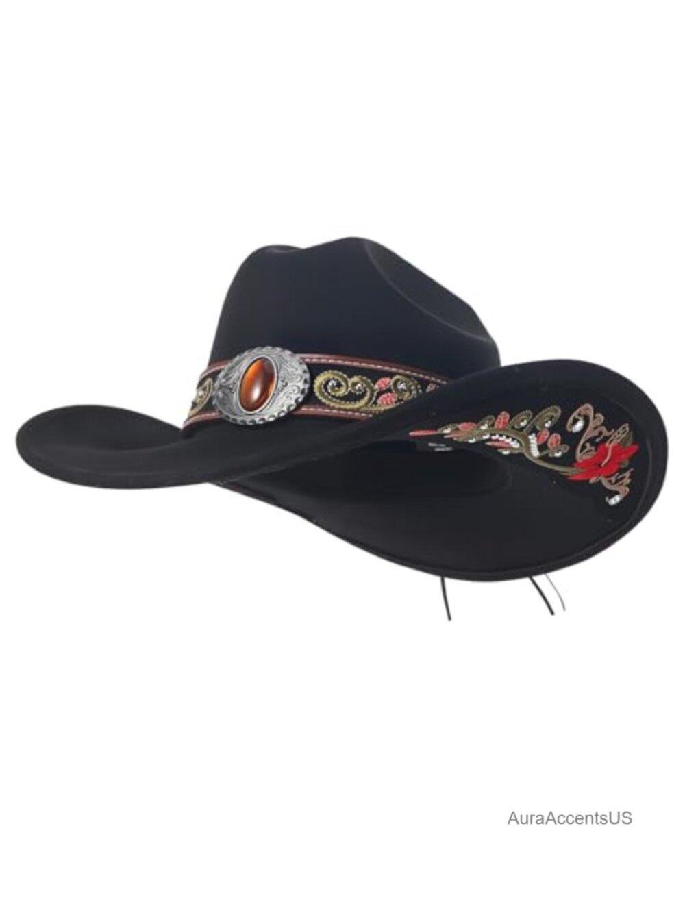 Womens Cowboy Hat Wide Brim Suede Finish Felt